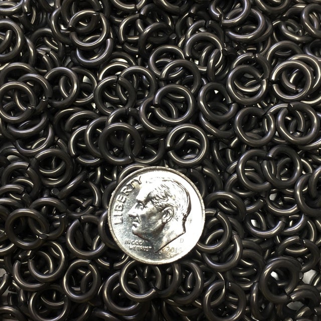 1/4 Inch Black Jump Rings, 100 Black Jump Rings, Gloss Black Jump Rings 