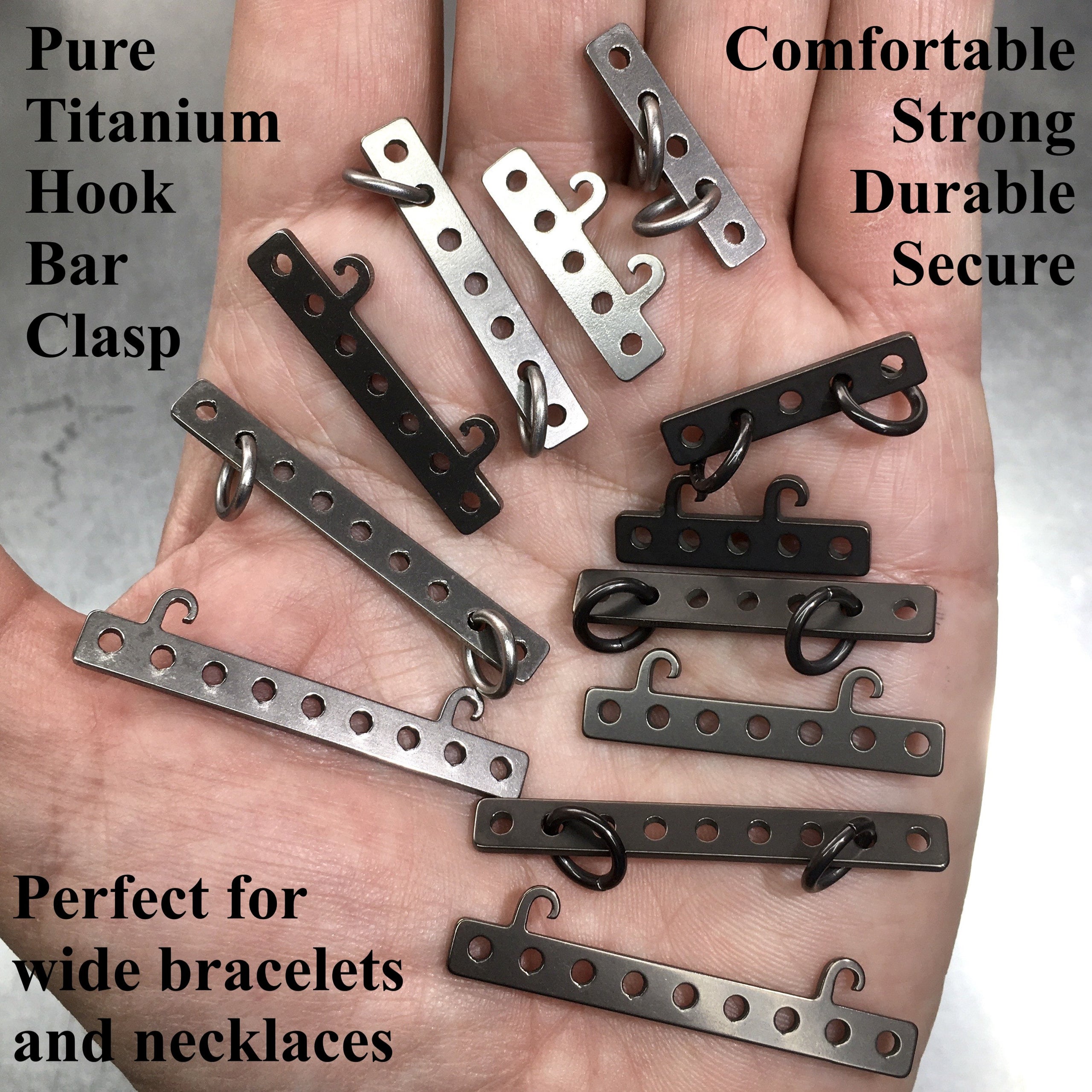 Hook Bar Clasp Set 100 Titanium 16swg Titanium Secure Strong Lightweight Allergy friendly Whitney Maille Chainmaille Artistry